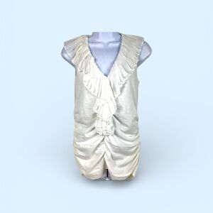 Cabi Vintage 100% Silk  Cream Ruffled Top